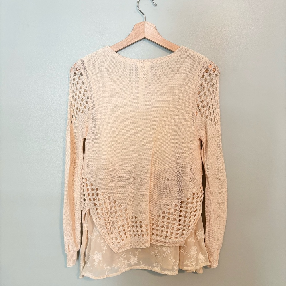 Sunday in Brooklyn anthropologie Fiona layered lace sweater top cream small EUC - Picture 6 of 8